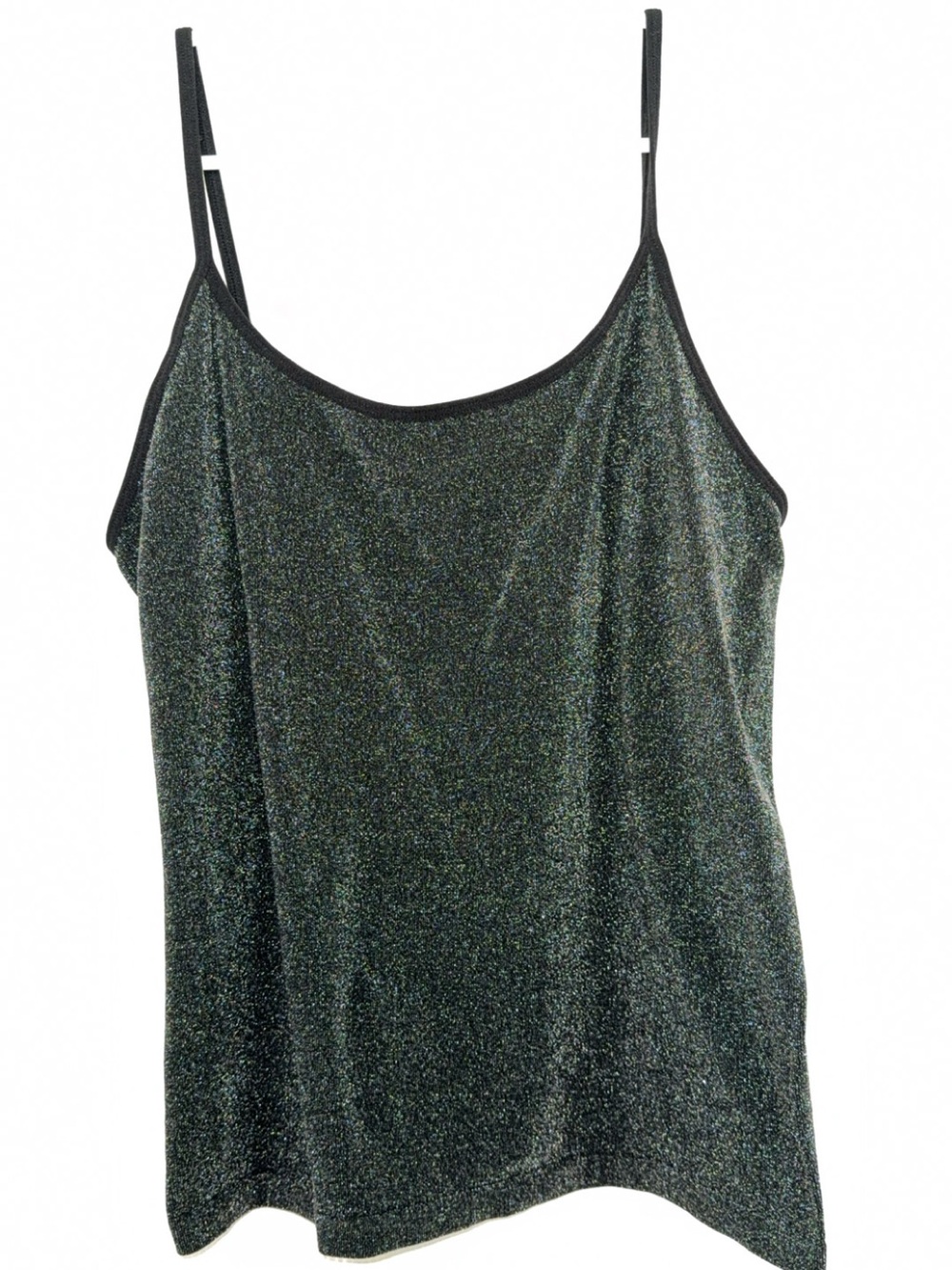 stars above Black Metallic Shimmer Spaghetti Strap Tank